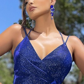 BriLove Women's Bohemian Boho Royal Blue Color Crystal Wedding Bridal Multiple Teardrop Dangle Earrings Silver-Tone