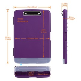 ZCZN Plastic Clipboard with Storage, A4 Clipboard Folder with Separate Pen Holder, Aubergine