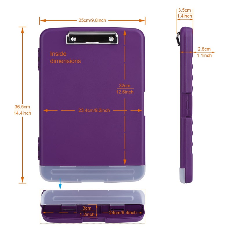 ZCZN Plastic Clipboard with Storage, A4 Clipboard Folder with Separate