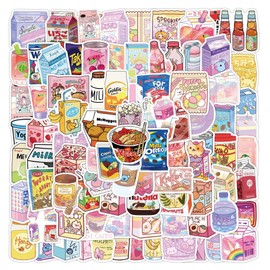100pcs Cute Snack, Food, and Drink Stickers Set - Kawaii Small Stickers for Teens, Boys, Girls, and Adults