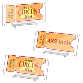 3 Pcs Acrylic Ticket Stub Holder with Base 4x9 Inch Clear Ticket Stub Display Ticket Stub Organizer Double-Sided Ticket Protector for Display and Protect Movie Concert Show Play Ticket