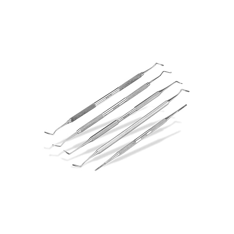 Set of 5 with ingrown toenail lifter, corner file, double