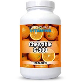LifeSourceVitamins Vitamin C 500 mg - 100 Chewable Tablets - Amazing Orange Flavor - Sweetened w/Stevia