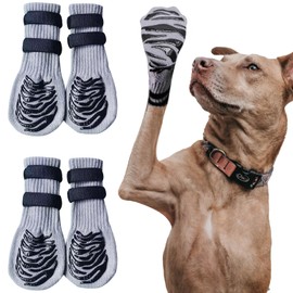 Anti-Slip Dog Socks with 2 Adjustable Straps, Suitable for Hardwood Floors and Warm/Cold Pavements, Anti-Licking and Anti-Slip, Ideal for Dog Paw Protection,for All Dog Breeds (XS)