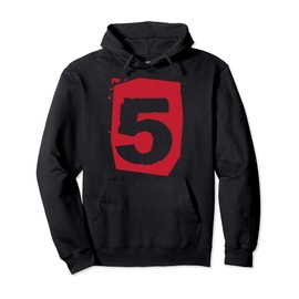 Large Color Red Maroon Number 5 Five Pullover Hoodie