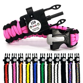 Spark and Shine Paracord Bracelet - Pink - Bright LED SOS Light and Ferro Rod with Scraping Tool - Emergency Survival Whistle - 550 Paracord - Perfect Tool for The Outdoors (1)