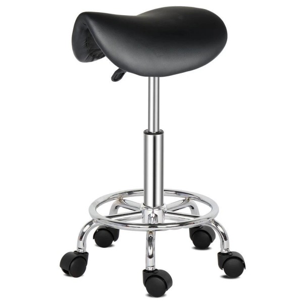 Unbranded Rolling Height Adjustable Salon Saddle Stool for Beauty Spa
