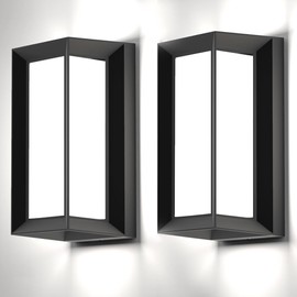 Sytmhoe Outdoor Wall Sconce Lights, 2Packs 24W 5000K Daylight White Aluminum Exterior Light Fixture Wall Mount Ip65 Waterproof, Led Porch Light for Garage Walkway Hallway Backyard Garden