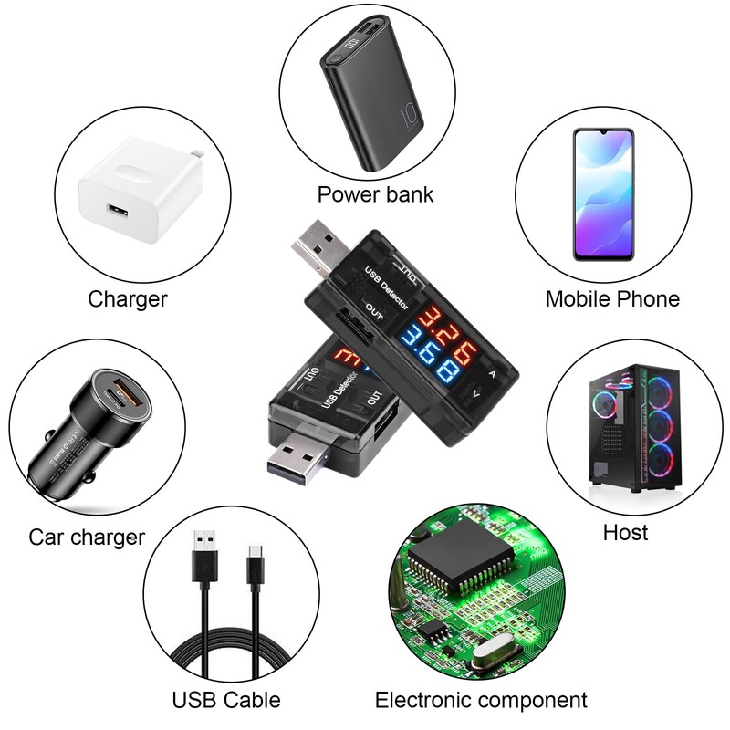 VOKTTA USB 3 Port Tester Voltage Tester Meter Voltmeter Current