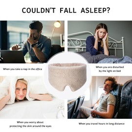 Wool Blend Knitted Sleep Mask Light Blocking Sleeping Eye Mask | Soft & Comfortable | Nap, Airplane, and Travel Blindfold Beige