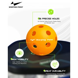 Warping Point Indoor Pickleball Balls, 12 Pack 26 Holes Orange PickleBalls, Meet USAPA Specifications, High Bounce Durable Practice Pickle Ball for Beginners Intermediate Player