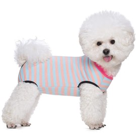 Paipeper Dog Recovery Suit After Surgery,Spay Neuter Clothes for Female Dogs,Small Medium Dog Shirt,E-Collar Cone Alternative,Prevent Licking Wound Dog Onesie,Pet Surgical Suit(Pink Blue Stripe-l)