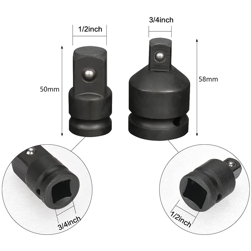 Impact Socket Adaptor Set, Wrench socket adapter set, 6 Pcs