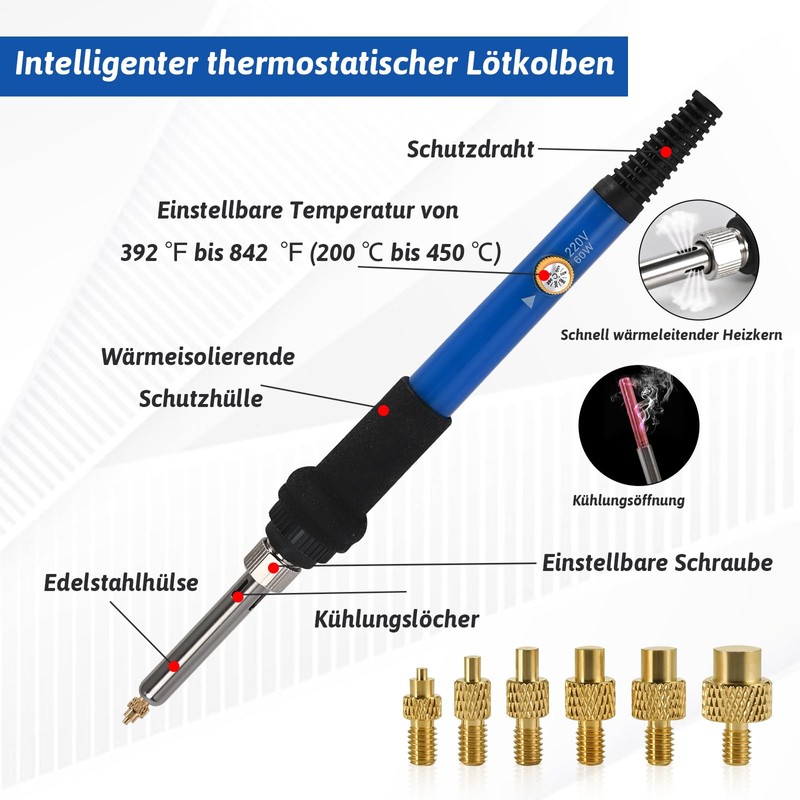 Philtool Threaded Inserts Soldering Tips Set, Soldering Iron with 140