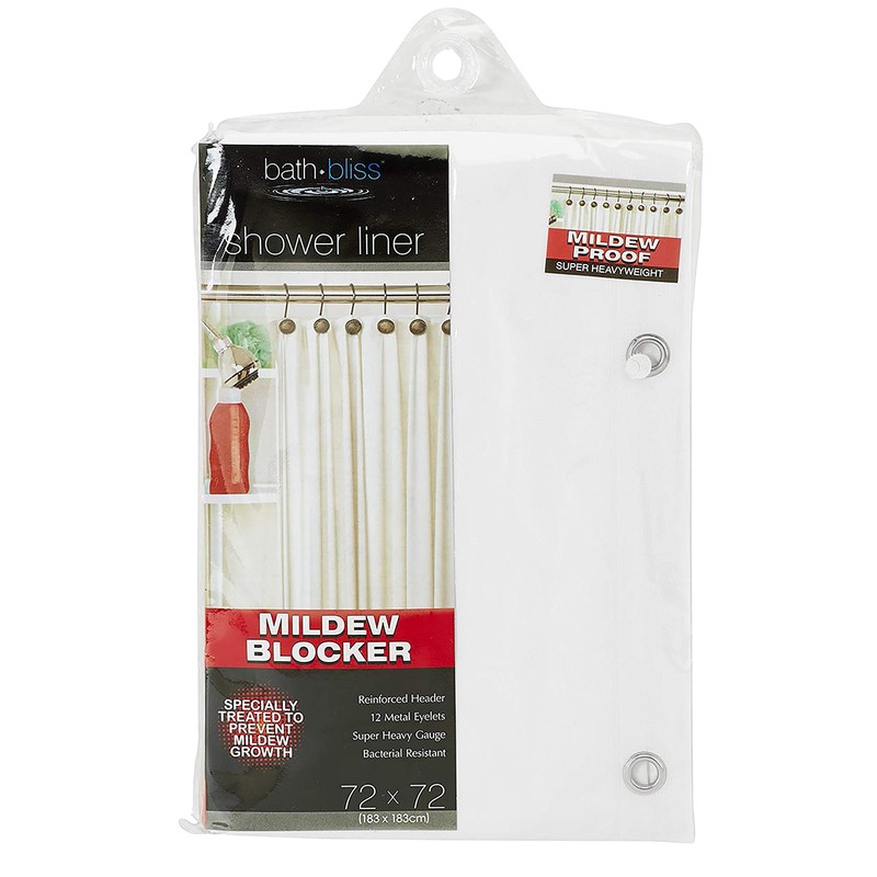 Bath Bliss Mildew Proof Heavy Duty Shower Liner Curtain, 72