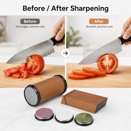 Rolling Knife Sharpener Kit for Kitchen Knives – Double-Sided Edge Roller with Angle Guide for Home Cooking