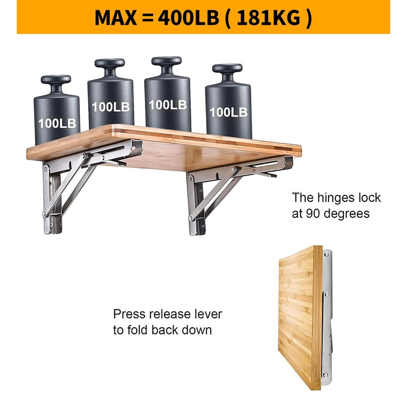 MINISOISO Folding Console Heavy Duty 350 mm Shelf Holder Stainless