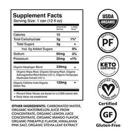 NOOMA Organic Pre-Workout | 120mg Caffeine + Adaptogens + Electrolytes | Real Ingredients, Keto, Plant-Based, Paleo | No Added Sugar, 15 Calories | 12 oz (Pack of 12) (Pineapple Mango)