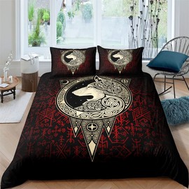 XPINGO Children's Viking Bed Linen 135 x 200 cm 2-Piece Boys and Girls Microfibre Soft Winter Warm Duvet Covers with Zip 3D Viking Duvet Cover with Pillowcases 80 x 80 cm