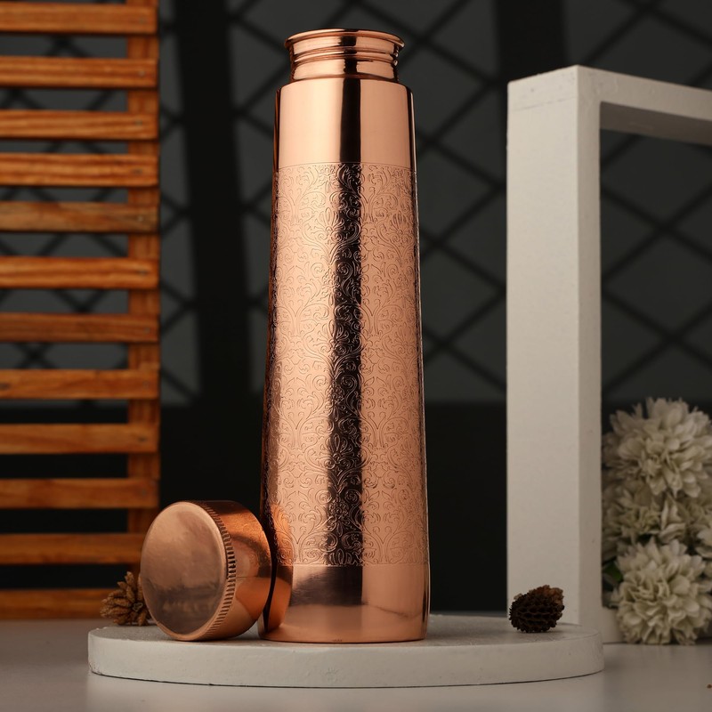 Copper Bottle Light House Shape, Etching Pattern, 900 Ml (30.43