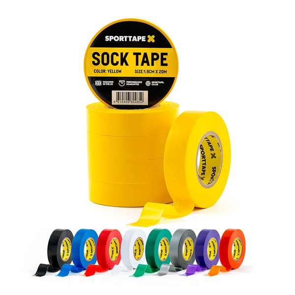 SPORTTAPE 6 Rolls Sock Tape - Yellow - 1.9cm x