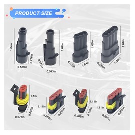 UHANBUT 352PCS Waterproof Car Electrical Connector Terminals Kit, Automotive 1/2/3/4 Pin Male & Female Connectors, Quick Disconnect Vehicle Wire Harness Connector Plug Part for Car, Boat, Motorcycle