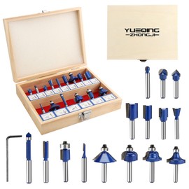 Yueqing Zhongji 1/4 Inch Router Bits Set 15 Tungsten Carbide Router Bits 15 Piece Router Bit 1/4 Inch Professional router bits set