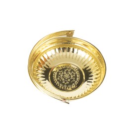 Spillbox Traditional Handcrafted Lakshmi Brass Flower basket for Pooja/Worship (Gold Leaf)