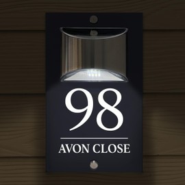 Custom Signs Solar Illuminated Modern Anthracite House Number Sign 24cm x 14.5cm Simple Elegant