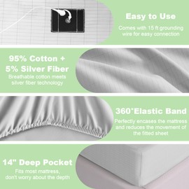 CHALTOUL Grounding Fitted Sheets Grounding Sheets for Healthy Sleep Therapy with 15ft Cord