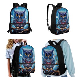 Watdotory Owl School Bag for Boys Girls 3rd Grade with Lunch Box Kids Backpack Middle Elementary School Bookbags Pencil Case Water Bottle Holder 17" Book Bag Cute Knapsack Satchel Travel Backpacks