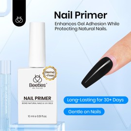 Beetles Gel Top Coat and Base Coat Set with Nail Dehydrator and Primer, 5 Pcs 10ml Glossy & Matte Top Coat Gel Nail Polish Nail Prep Acid-Free and Hema-Free Dehydrate Bond Primer Set for Acrylic