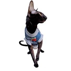 Kotomoda Cat Clothing Cotton T-Shirt Ice for Sphynx Cats (L)