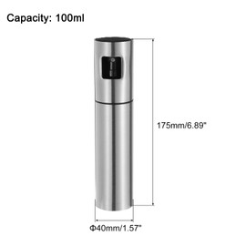 uxcell Cocktail Sprayer 100ml(3.4oz) Stainless Steel Martini Bar Mister Vermouth Spritzer Spray Bottle with Refillable Canister