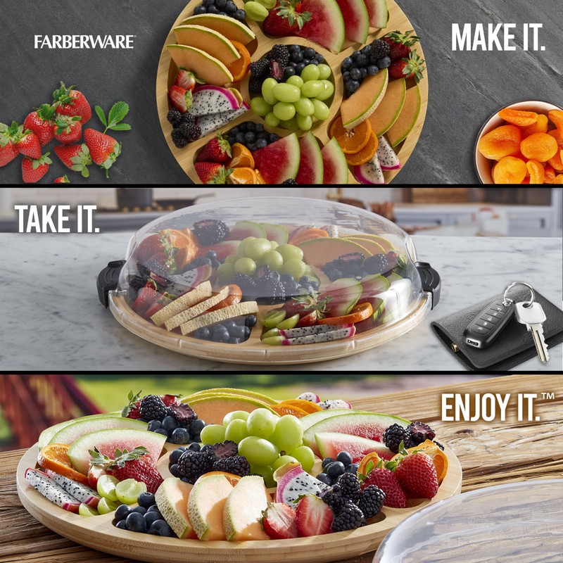 FARBERWARE Build-a-Board Cutting Board with Five Compartments and Clear Locking