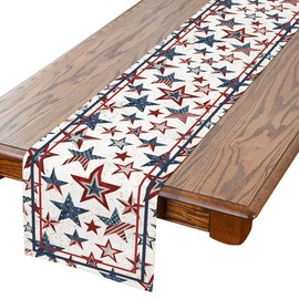 4th of July Table Runner, 4th of July Decorations for Home Stars Memorial Day Decor Blue Red Patriotic Decor for Home Independence Day Indoor Ourdoor Party Table Decorations (13'' x 72'')