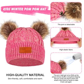 TAGVO 3pcs Kids Winter Warm Beanie Hat Scarf Gloves Set, Thicken Fleece Lined Thermal Knitted Winter Accessories Sets for Kids Baby Toddler Children Boys Girls, Aged1-5, Beanie Cap Neck Warmer Mittens