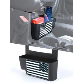 Savadicar - Organizador de almacenamiento colgante para consola central para Jeep Wrangler JL JLU 4XE y Gladiator JT 2018-2024, bandeja ABS con patten de bandera americana, accesorios interiores,