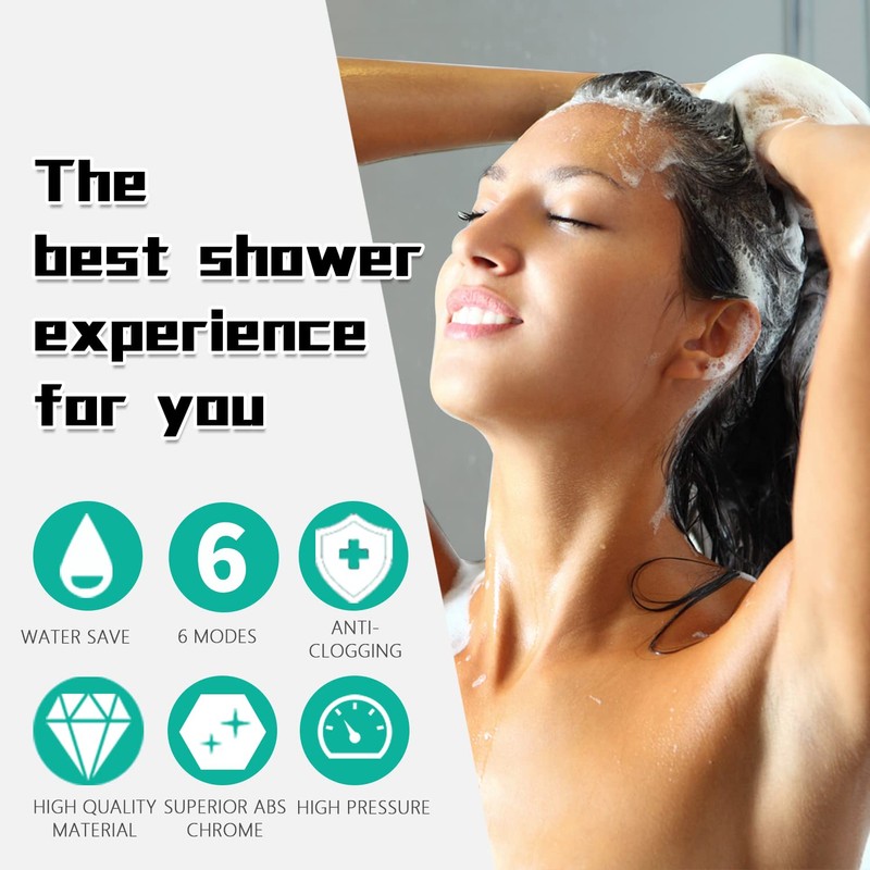 DOILIESE High Pressure 6 Setting Shower Head with Handheld, Shower