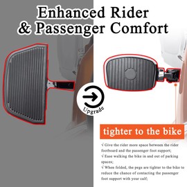 FOVPLUE Passenger Mini Footboard, Passenger Footpegs w/Mount Kit for Harley Touring 1993-2025 CVO Electra Glide Road Glide Road King Street Glide Ultra Classic Ultra Limited Revival FLH, Gloss Black#2