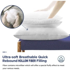 Adam Home Cushion Inserts 45cm x 45cm (18" x 18" inches) Quick Rebound Fluffy White Cushion Inner, Perfect Hollowfibre for Sofa Cushion Pads (Pack of 2)