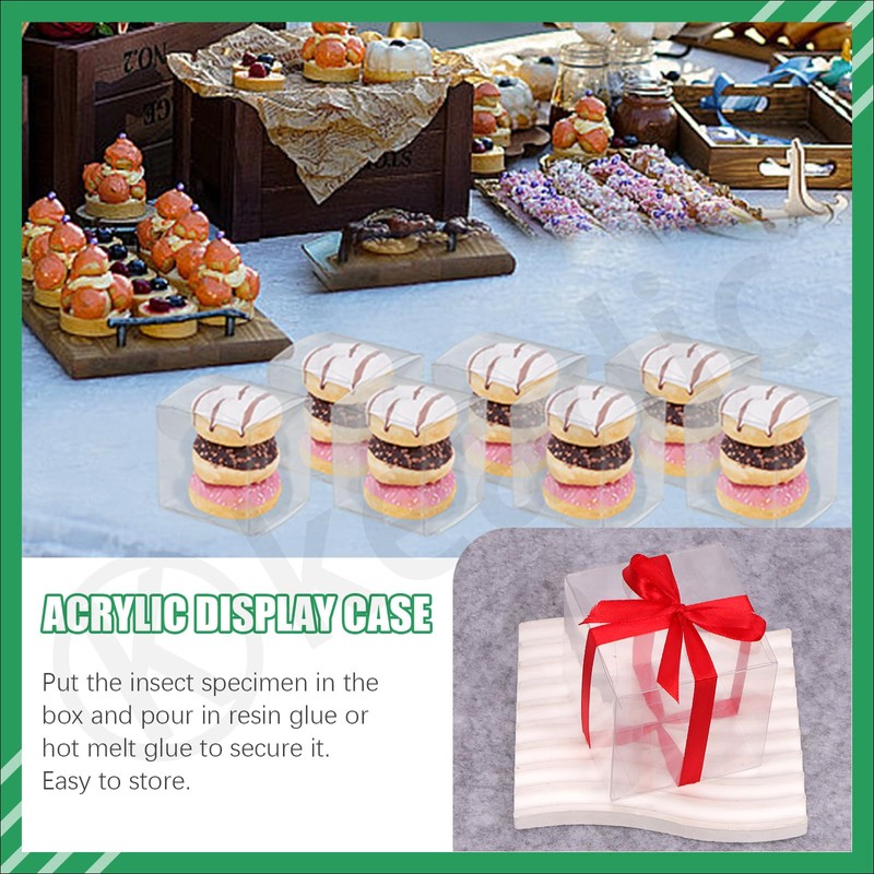 Keadic 33Pcs Clear Square Favor Boxes with Gift Ribbons, Scissors,