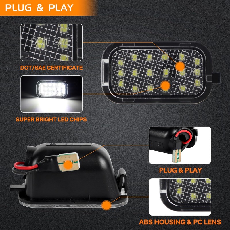 FetonAuto Mirror Light LED Puddle Light Assembly for 2007-2014 Chevy