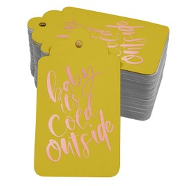 Inkdotpot Rose Gold Foil Paper Hang Tags Baby It's Cold Outside Baby Shower Favor Tags 100 Pieces