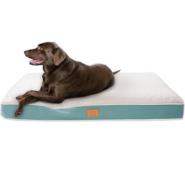 Sunheir Orthopedic Dog Bed for Medium Dogs, Waterproof Deluxe Plush Dog Crate Bed with Removable Washable Cover & Anti-Slip Bottom, Egg Crate Foam Pet Bed Mat, Light Blue, (30.0"L x 20.0"W x 3.0"Th)