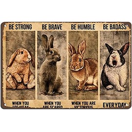 JIMOWANG Vintage Wall Decor Bunny Rabbit Poster Metal Signs for Cafes Bars Pubs Shop Wall Decorative Funny Retro Signs 8 x 12 Inches