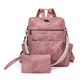 Puwuzixi Women's Backpack Waterproof Anti-Theft Lightweight PU Fashion Travel Multipurpose Convertible Purse Shoulder Bag Handbag Backpack, pink