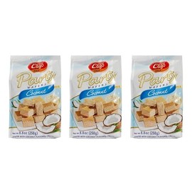 Gastone Lago Party Wafers Cookies With Coconut Cream Filling 8.82 oz, 250g (Pack of 3) (Coconut, 3-Pack)