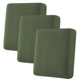 H.VERSAILTEX Super Stretch Individual Seat Cushion Covers Sofa Covers Couch Slipcover Sets Thick Jacquard Textured Twill Fabric (3 Piece Sofa Cushion Covers, Bronze Green)