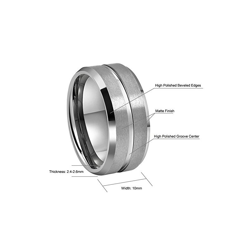 CROWNAL 10mm 8mm 6mm Tungsten Wedding Band Ring Engraved I